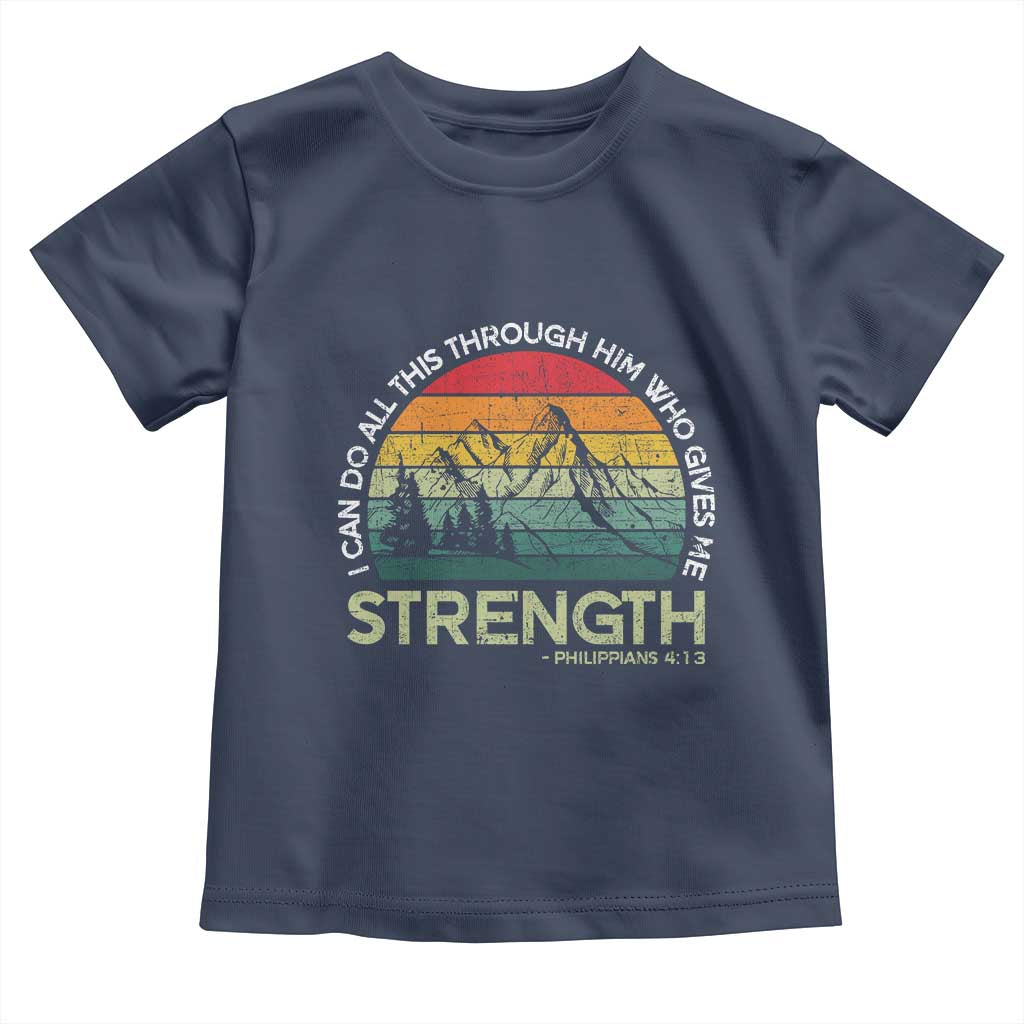 Vintage Christian Bible Toddler T Shirt Philippians 4:13 Motivational Quote Inspirational Bible Verses TS10 Navy Print Your Wear