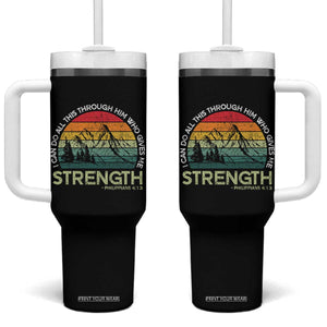 Vintage Christian Bible Tumbler With Handle Philippians 4:13 Motivational Quote Inspirational Bible Verses TS10 One Size: 40 oz Black Print Your Wear