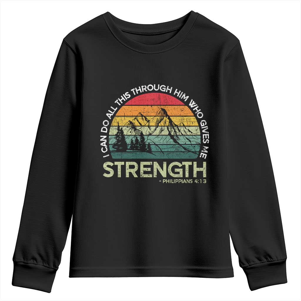 Vintage Christian Bible Youth Sweatshirt Philippians 4:13 Motivational Quote Inspirational Bible Verses TS10 Black Print Your Wear