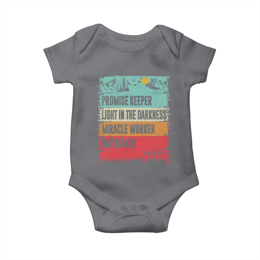 Vintage Christian Worship Baby Onesie Isaiah 42:16 Waymaker Promise Keeper Miracle Worker TS10 Charcoal Print Your Wear