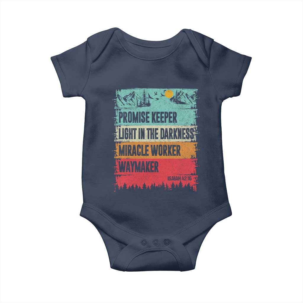 Vintage Christian Worship Baby Onesie Isaiah 42:16 Waymaker Promise Keeper Miracle Worker TS10 Navy Print Your Wear