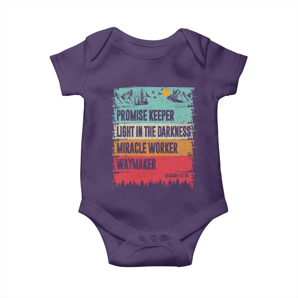 Vintage Christian Worship Baby Onesie Isaiah 42:16 Waymaker Promise Keeper Miracle Worker TS10 Purple Print Your Wear