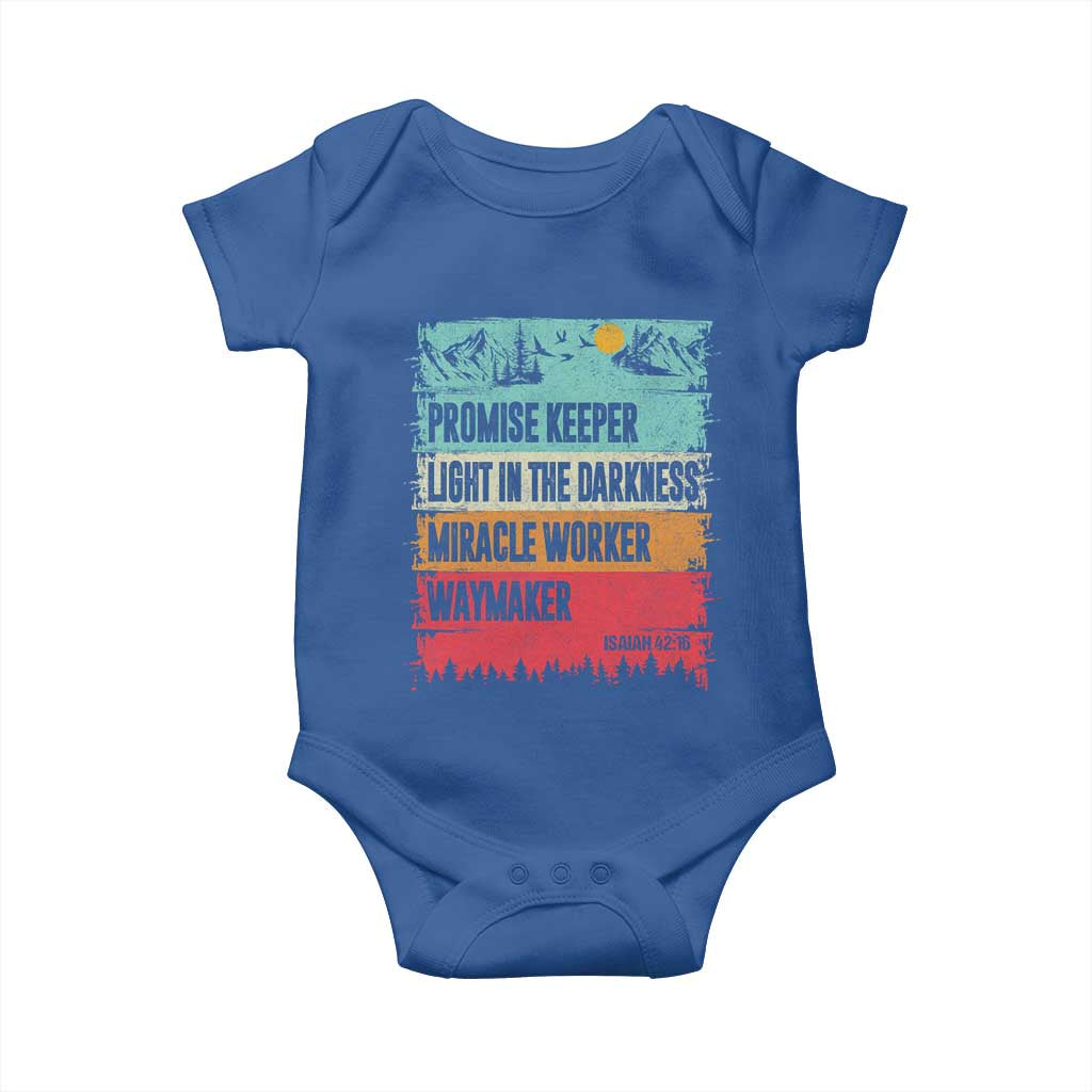 Vintage Christian Worship Baby Onesie Isaiah 42:16 Waymaker Promise Keeper Miracle Worker TS10 Royal Blue Print Your Wear