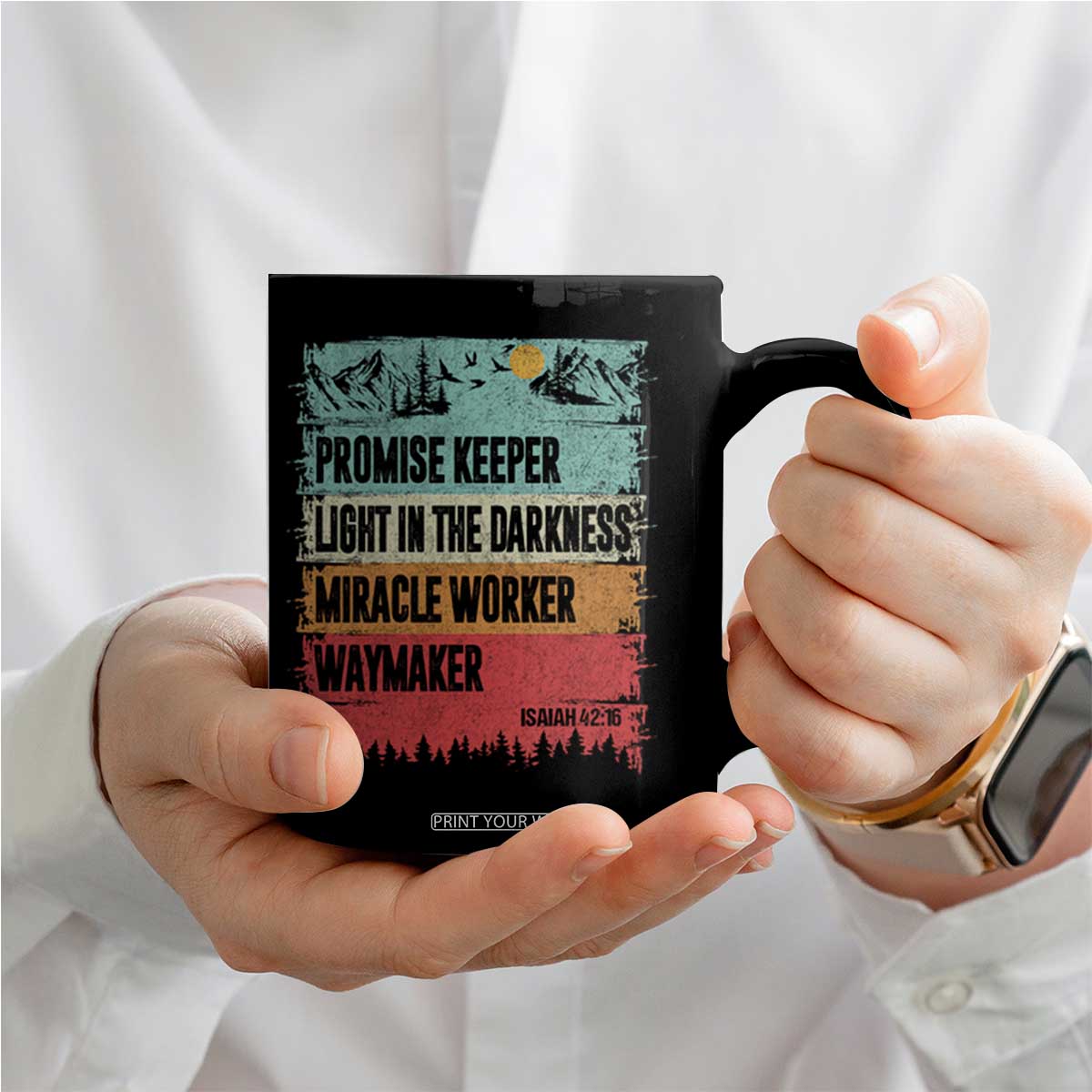 Vintage Christian Worship Coffee Mug Isaiah 42:16 Waymaker Promise Keeper Miracle Worker TS10 Print Your Wear