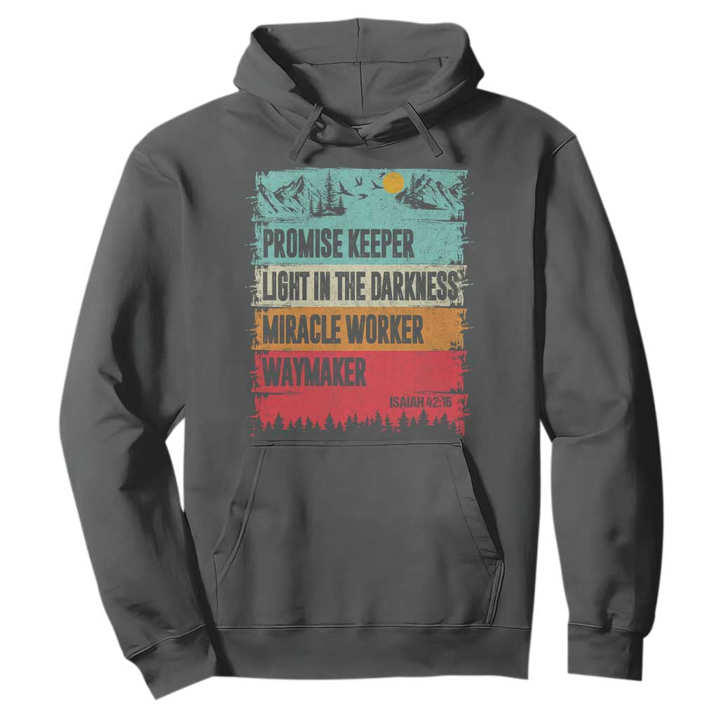 Vintage Christian Worship Hoodie Isaiah 42:16 Waymaker Promise Keeper Miracle Worker TS10 Dark Heather Print Your Wear