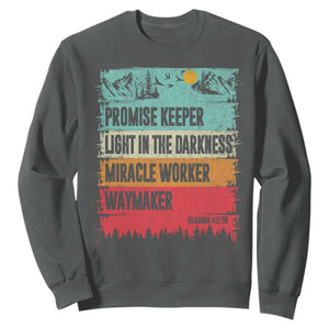 Vintage Christian Worship Sweatshirt Isaiah 42:16 Waymaker Promise Keeper Miracle Worker TS10 Dark Heather Print Your Wear