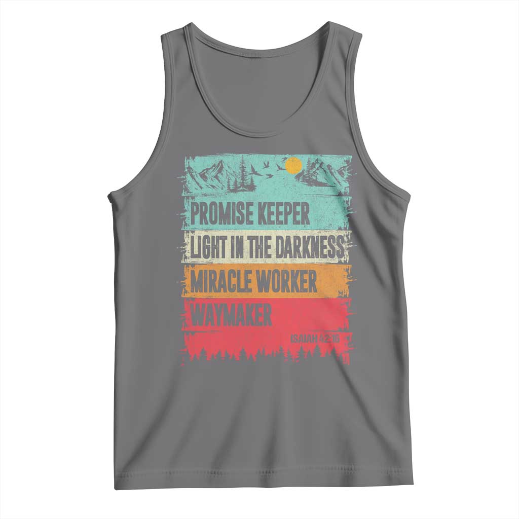 Vintage Christian Worship Tank Top Isaiah 42:16 Waymaker Promise Keeper Miracle Worker TS10 Black Heather Print Your Wear