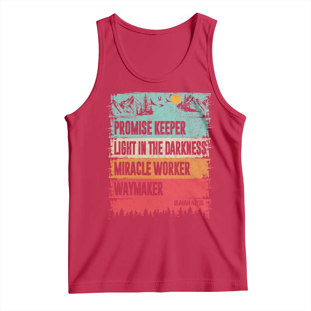 Vintage Christian Worship Tank Top Isaiah 42:16 Waymaker Promise Keeper Miracle Worker TS10 Red Print Your Wear