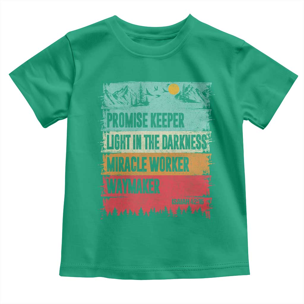 Vintage Christian Worship Toddler T Shirt Isaiah 42:16 Waymaker Promise Keeper Miracle Worker TS10 Irish Green Print Your Wear