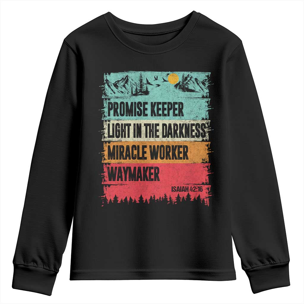 Vintage Christian Worship Youth Sweatshirt Isaiah 42:16 Waymaker Promise Keeper Miracle Worker TS10 Black Print Your Wear