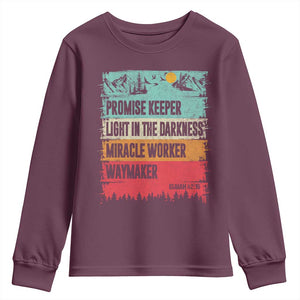 Vintage Christian Worship Youth Sweatshirt Isaiah 42:16 Waymaker Promise Keeper Miracle Worker TS10 Maroon Print Your Wear