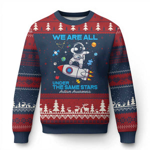 Autism Acceptance Ugly Christmas Sweater We Are All Under The Same Stars TS10 Navy Red Print Your Wear
