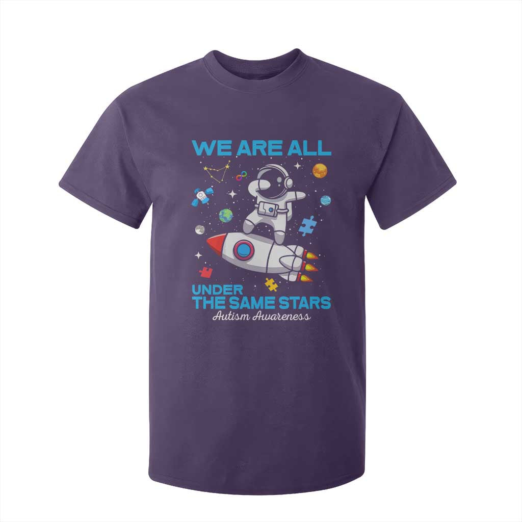 Autism Acceptance T Shirt For Kid We Are All Under The Same Stars TS10 Purple Print Your Wear