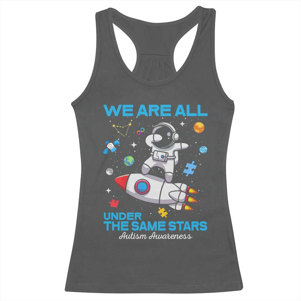 Autism Acceptance Racerback Tank Top We Are All Under The Same Stars TS10 Dark Heather Print Your Wear