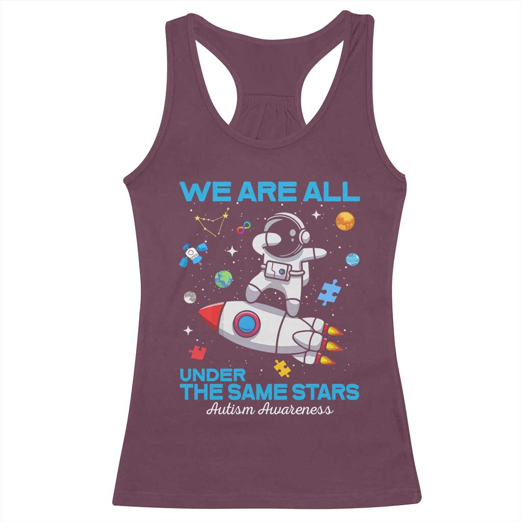 Autism Acceptance Racerback Tank Top We Are All Under The Same Stars TS10 Maroon Print Your Wear