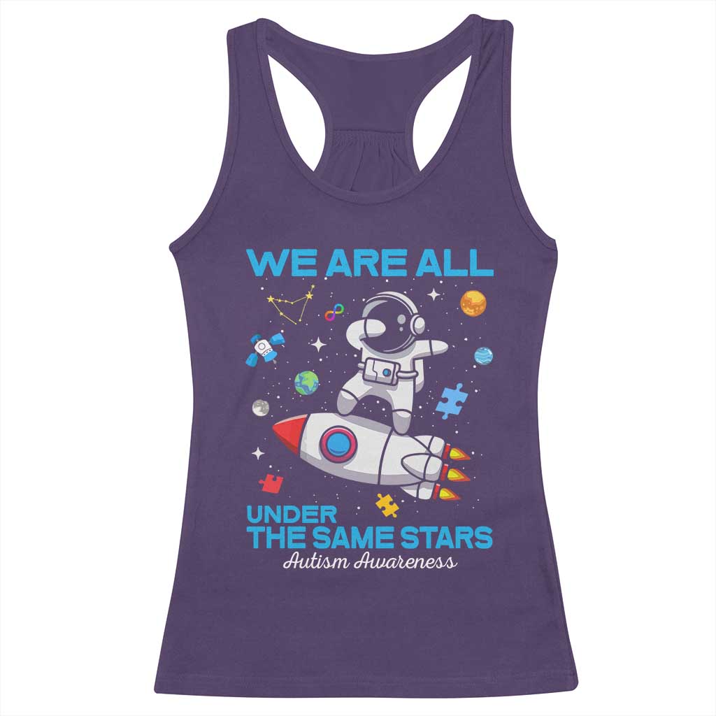 Autism Acceptance Racerback Tank Top We Are All Under The Same Stars TS10 Purple Print Your Wear
