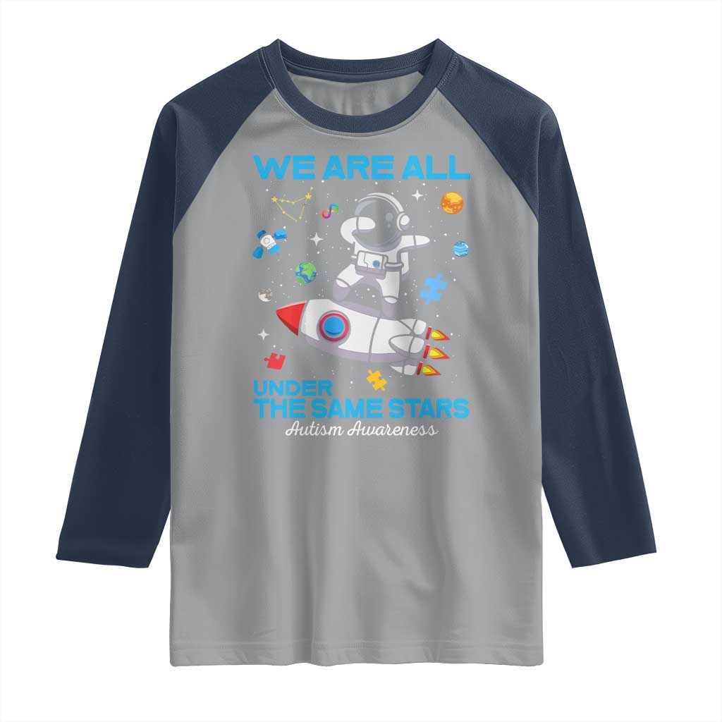 Autism Acceptance Raglan Shirt We Are All Under The Same Stars TS10 Sport Gray Navy Print Your Wear