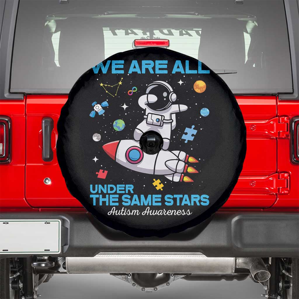 Autism Acceptance Spare Tire Cover We Are All Under The Same Stars TS10 Black Print Your Wear