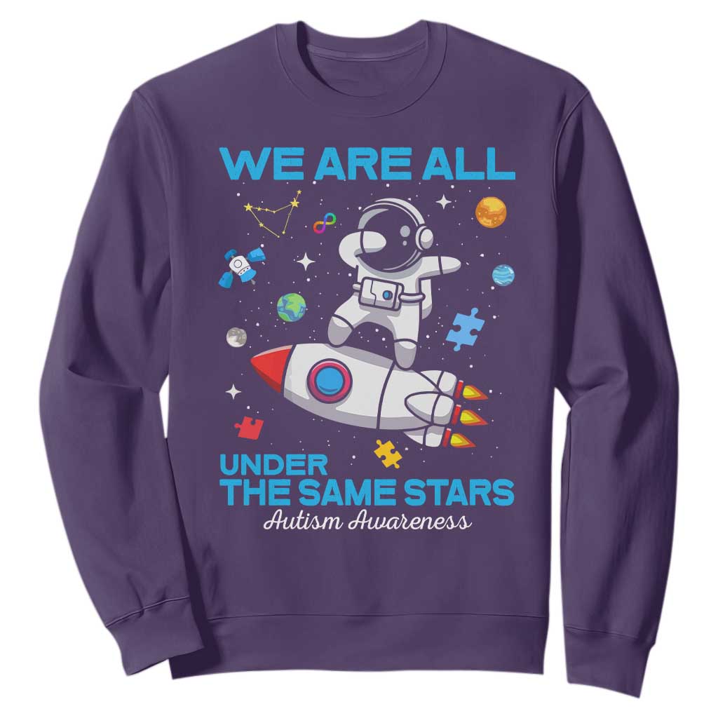 Autism Acceptance Sweatshirt We Are All Under The Same Stars TS10 Purple Print Your Wear