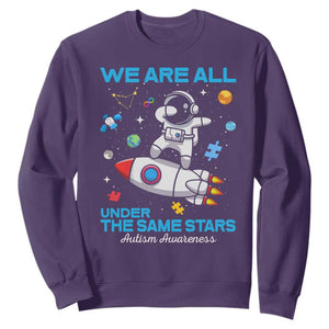 Autism Acceptance Sweatshirt We Are All Under The Same Stars TS10 Purple Print Your Wear