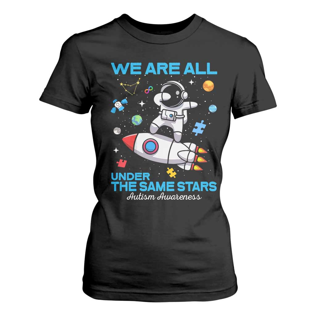 Autism Acceptance T Shirt For Women We Are All Under The Same Stars TS10 Black Print Your Wear