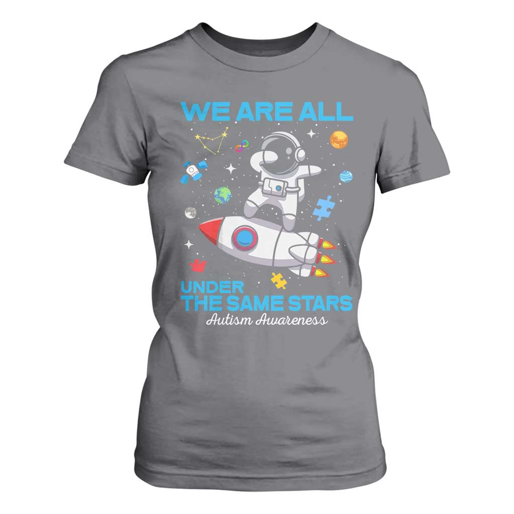 Autism Acceptance T Shirt For Women We Are All Under The Same Stars TS10 Charcoal Print Your Wear