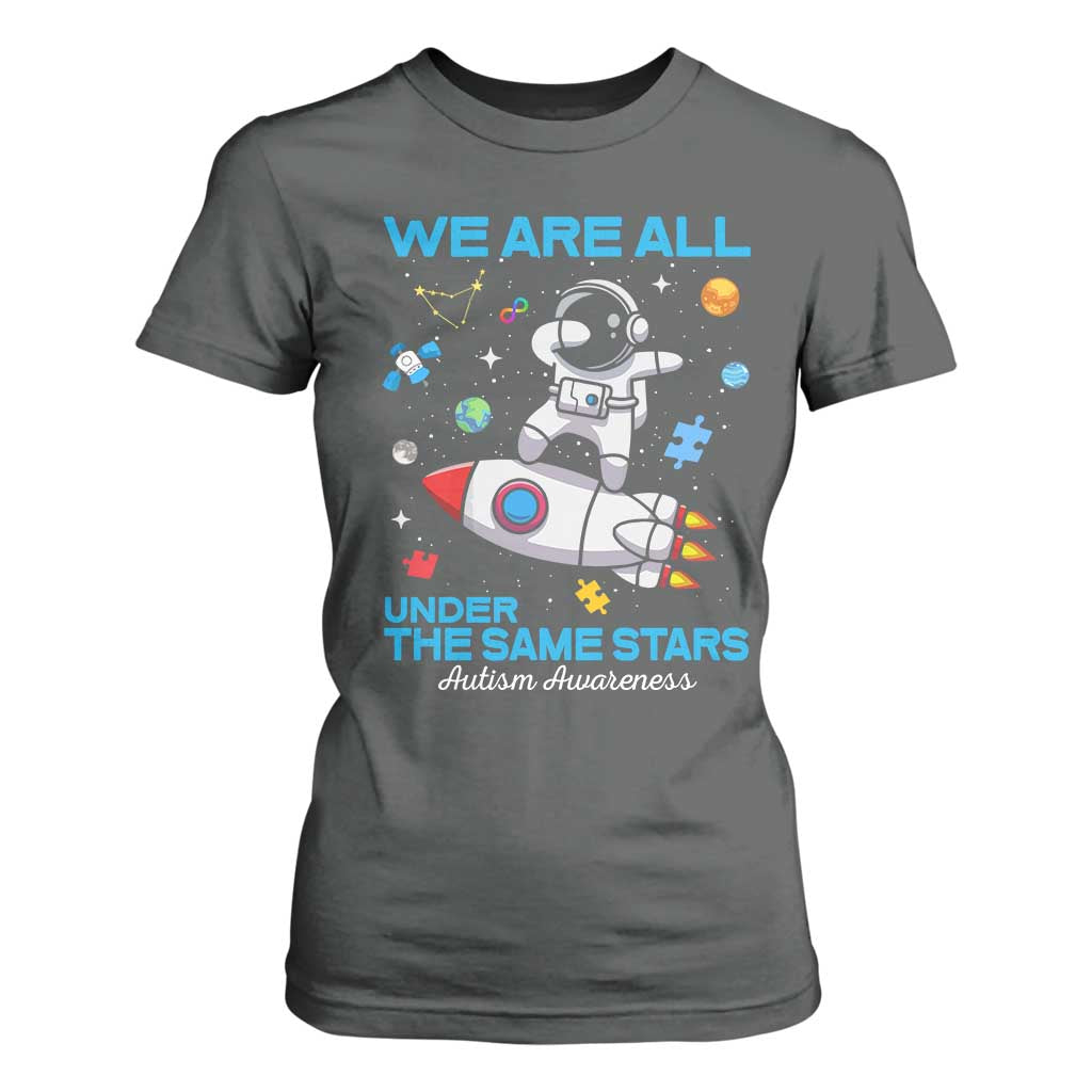 Autism Acceptance T Shirt For Women We Are All Under The Same Stars TS10 Dark Heather Print Your Wear