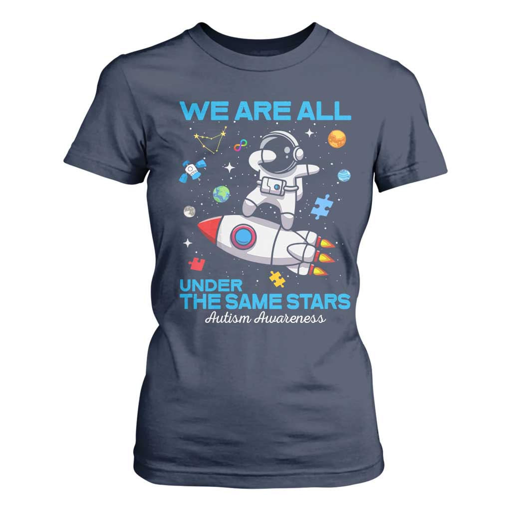 Autism Acceptance T Shirt For Women We Are All Under The Same Stars TS10 Navy Print Your Wear