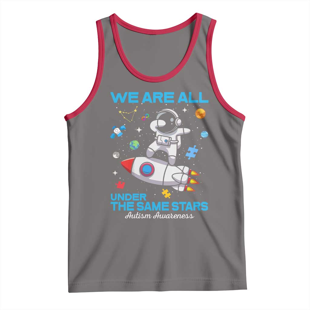 Autism Acceptance Tank Top We Are All Under The Same Stars TS10 Deep Heather Red Print Your Wear