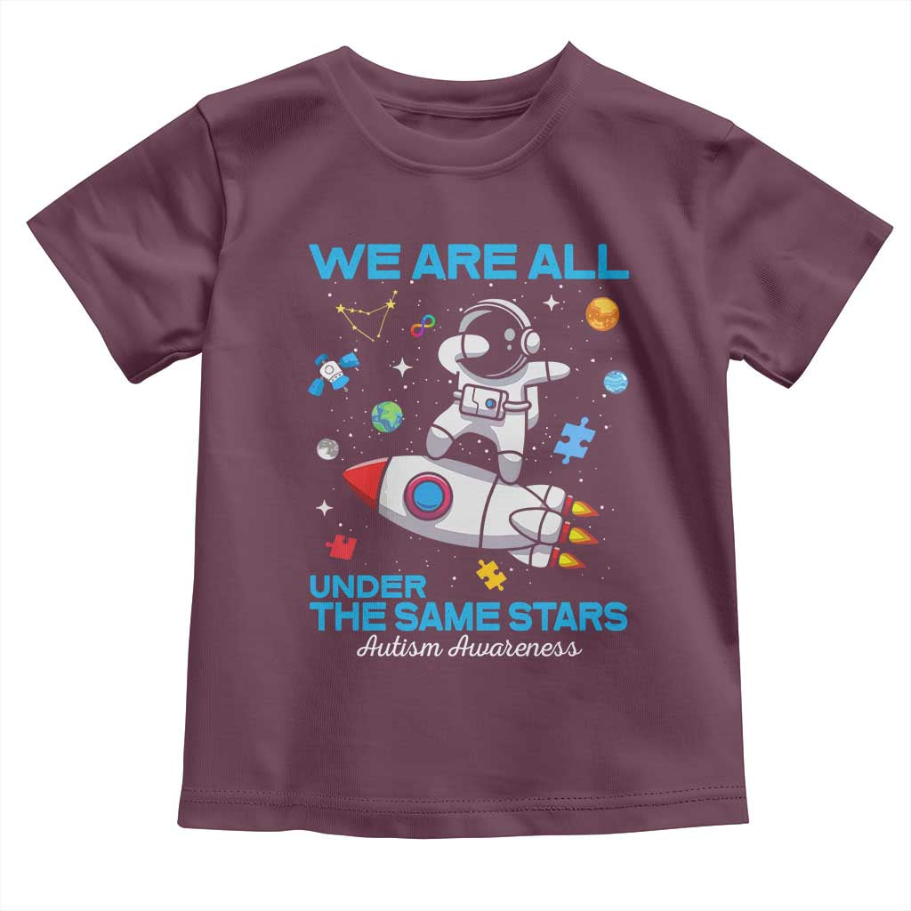 Autism Acceptance Toddler T Shirt We Are All Under The Same Stars TS10 Maroon Print Your Wear