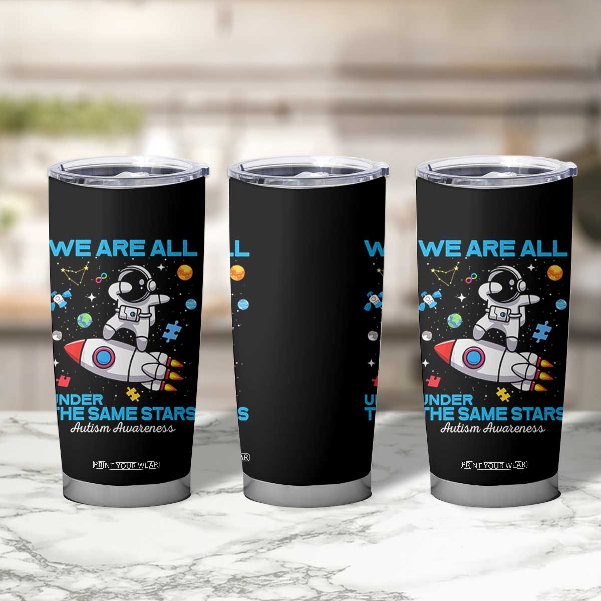 Autism Acceptance Tumbler Cup We Are All Under The Same Stars TS10 Print Your Wear