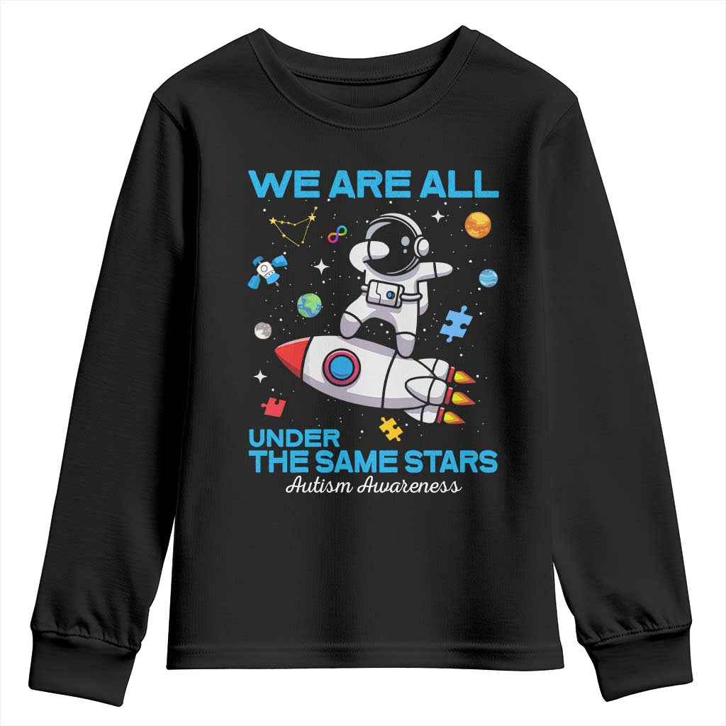Autism Acceptance Youth Sweatshirt We Are All Under The Same Stars TS10 Black Print Your Wear