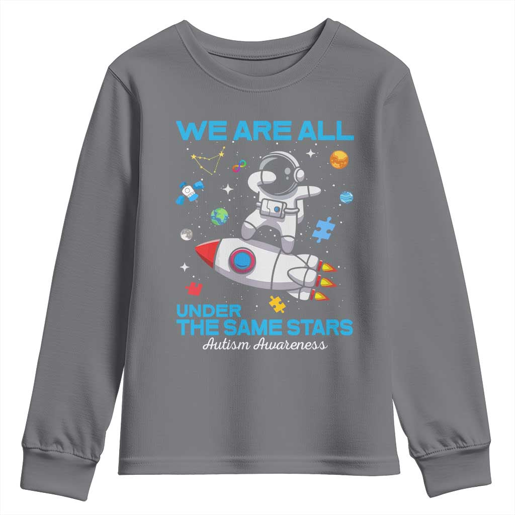 Autism Acceptance Youth Sweatshirt We Are All Under The Same Stars TS10 Charcoal Print Your Wear