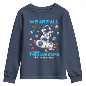 Autism Acceptance Youth Sweatshirt We Are All Under The Same Stars TS10 Navy Print Your Wear