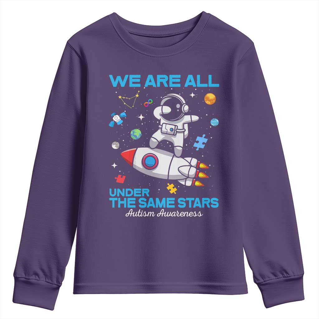 Autism Acceptance Youth Sweatshirt We Are All Under The Same Stars TS10 Purple Print Your Wear