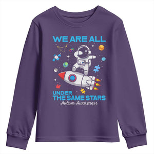 Autism Acceptance Youth Sweatshirt We Are All Under The Same Stars TS10 Purple Print Your Wear