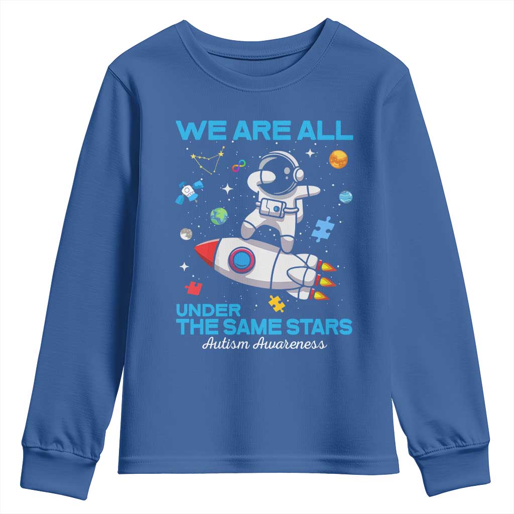 Autism Acceptance Youth Sweatshirt We Are All Under The Same Stars TS10 Royal Blue Print Your Wear