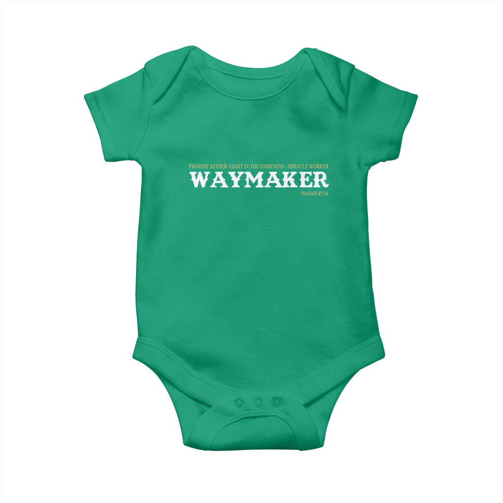 Christian Worship Baby Onesie Isaiah 42:16 Waymaker Promise Keeper Miracle Worker TS10 Irish Green Print Your Wear