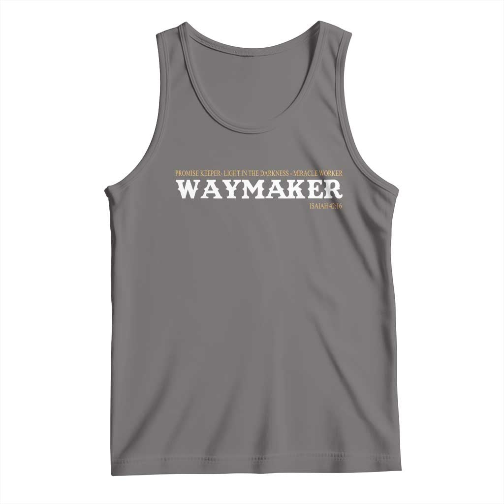 Christian Worship Tank Top Isaiah 42:16 Waymaker Promise Keeper Miracle Worker TS10 Deep Heather Print Your Wear