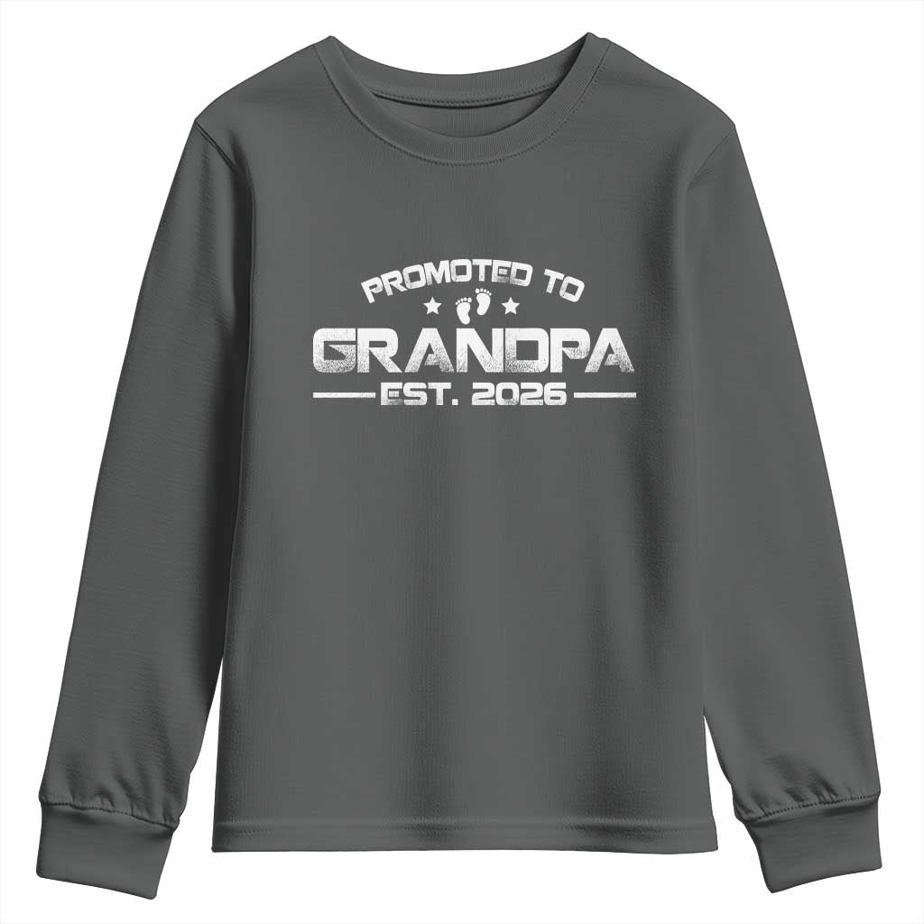 Grandpa Est 2026 Youth Sweatshirt Fathers Day Gifts TS10 Dark Heather Print Your Wear