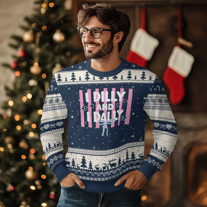 Dilly Dally Ugly Christmas Sweater Trendy Viral Funny Girly TS10 Navy Beige Print Your Wear