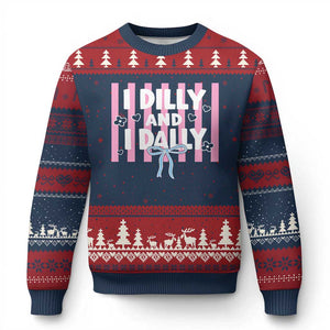 Dilly Dally Ugly Christmas Sweater Trendy Viral Funny Girly TS10 Navy Red Print Your Wear