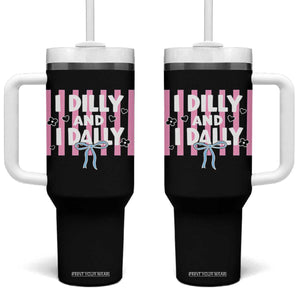 Dilly Dally Tumbler With Handle Trendy Viral Funny Girly TS10 One Size: 40 oz Black Print Your Wear