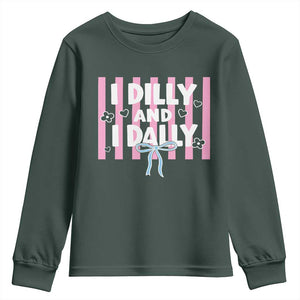 Dilly Dally Youth Sweatshirt Trendy Viral Funny Girly TS10 Dark Forest Green Print Your Wear