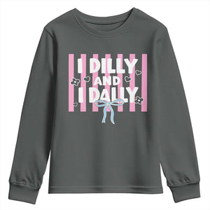 Dilly Dally Youth Sweatshirt Trendy Viral Funny Girly TS10 Dark Heather Print Your Wear