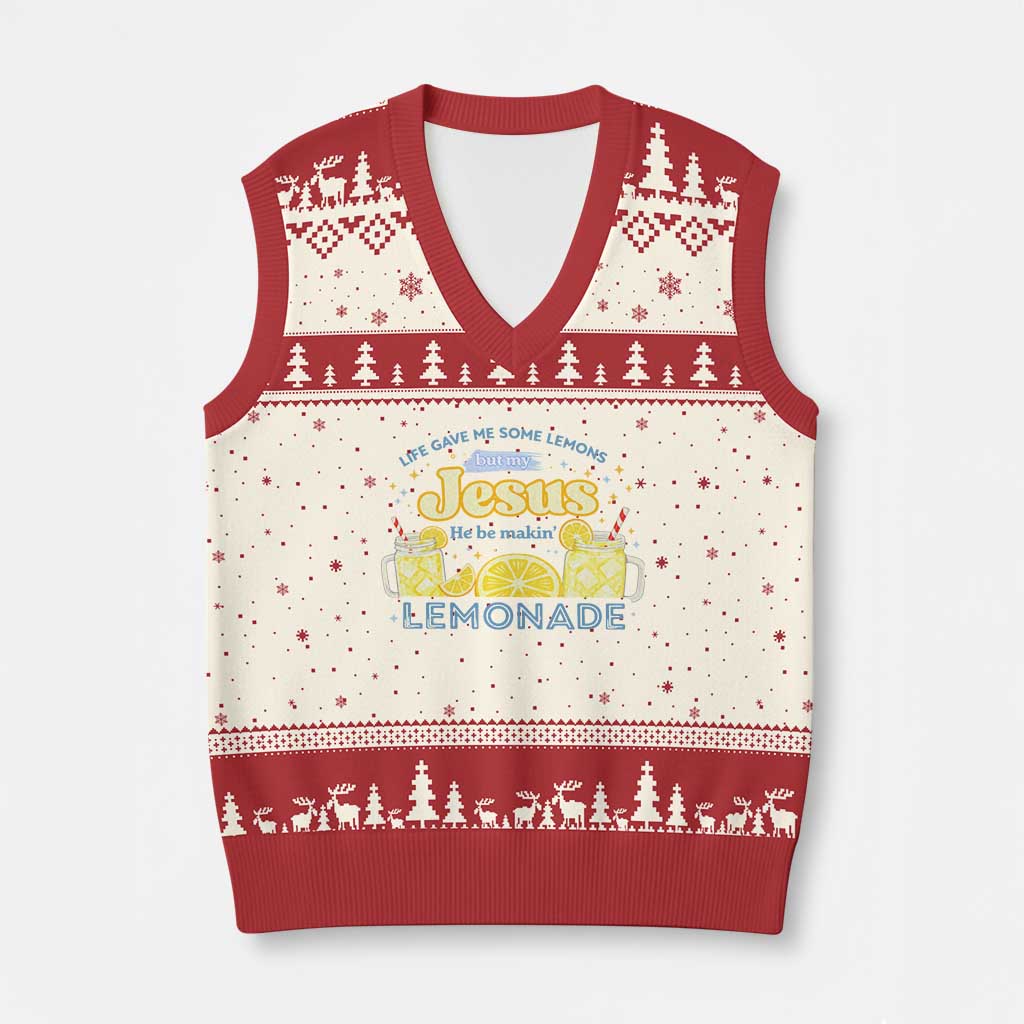 Life Gave Me Some Lemons V-Neck Knit Sweater Vest Funny Lemonade Jesus Christian TS10 Beige Red Print Your Wear
