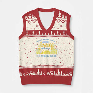 Life Gave Me Some Lemons V-Neck Knit Sweater Vest Funny Lemonade Jesus Christian TS10 Beige Red Print Your Wear