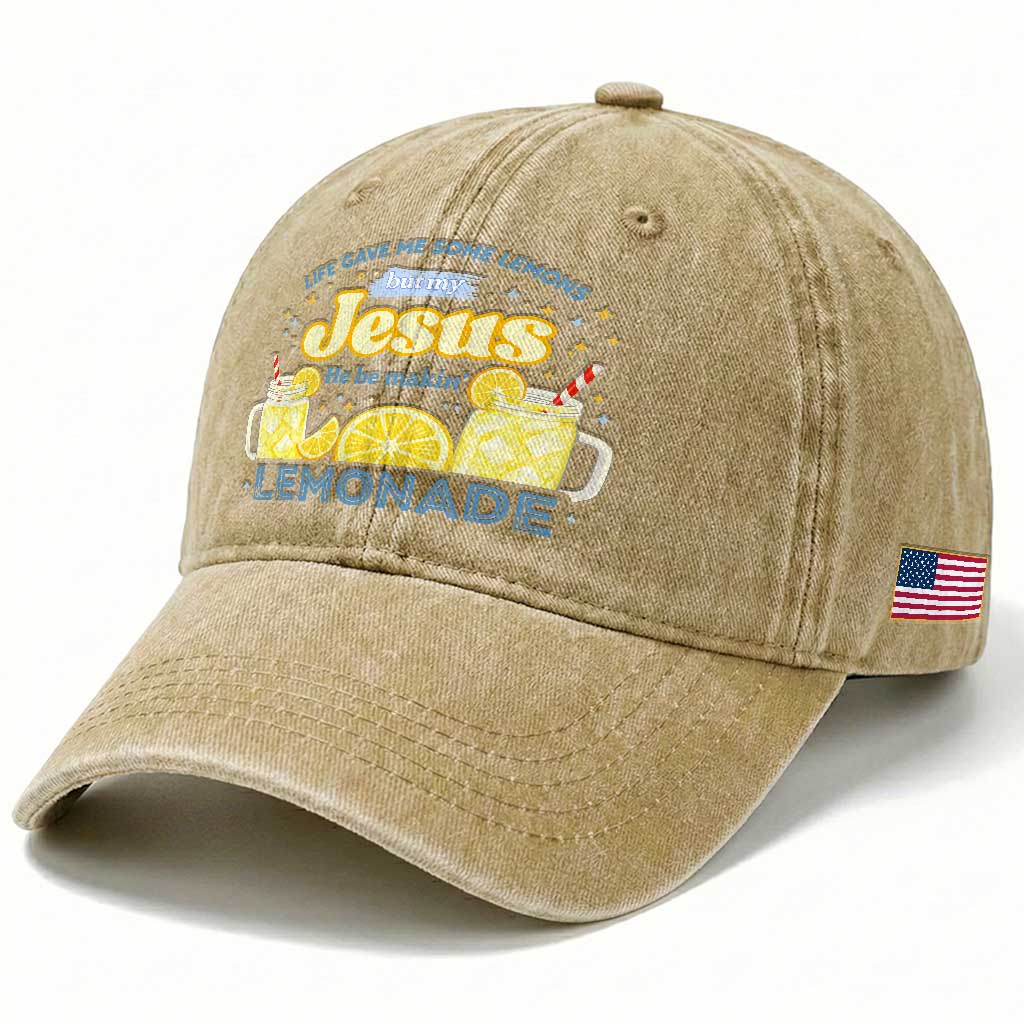 Life Gave Me Some Lemons Washed Cotton Baseball Cap Funny Lemonade Jesus Christian TS10 Print Your Wear