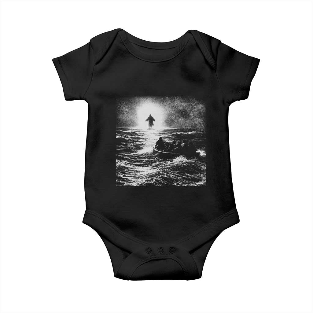 Christian Faith Baby Onesie Walk On Water Distressed Bible Verse TS10 Black Print Your Wear
