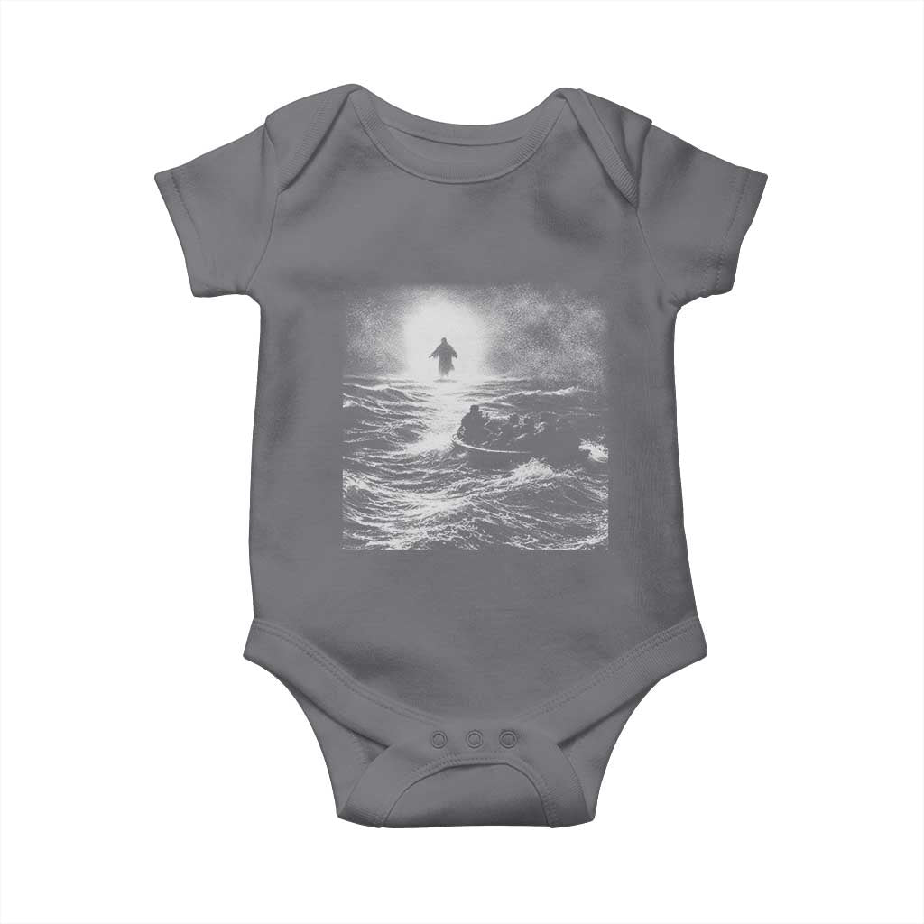 Christian Faith Baby Onesie Walk On Water Distressed Bible Verse TS10 Charcoal Print Your Wear